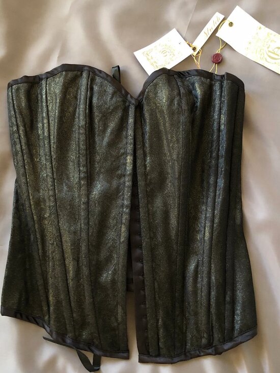 Guess Gold Black Metallic Stretch Bustier NWT - Picture 1 of 9